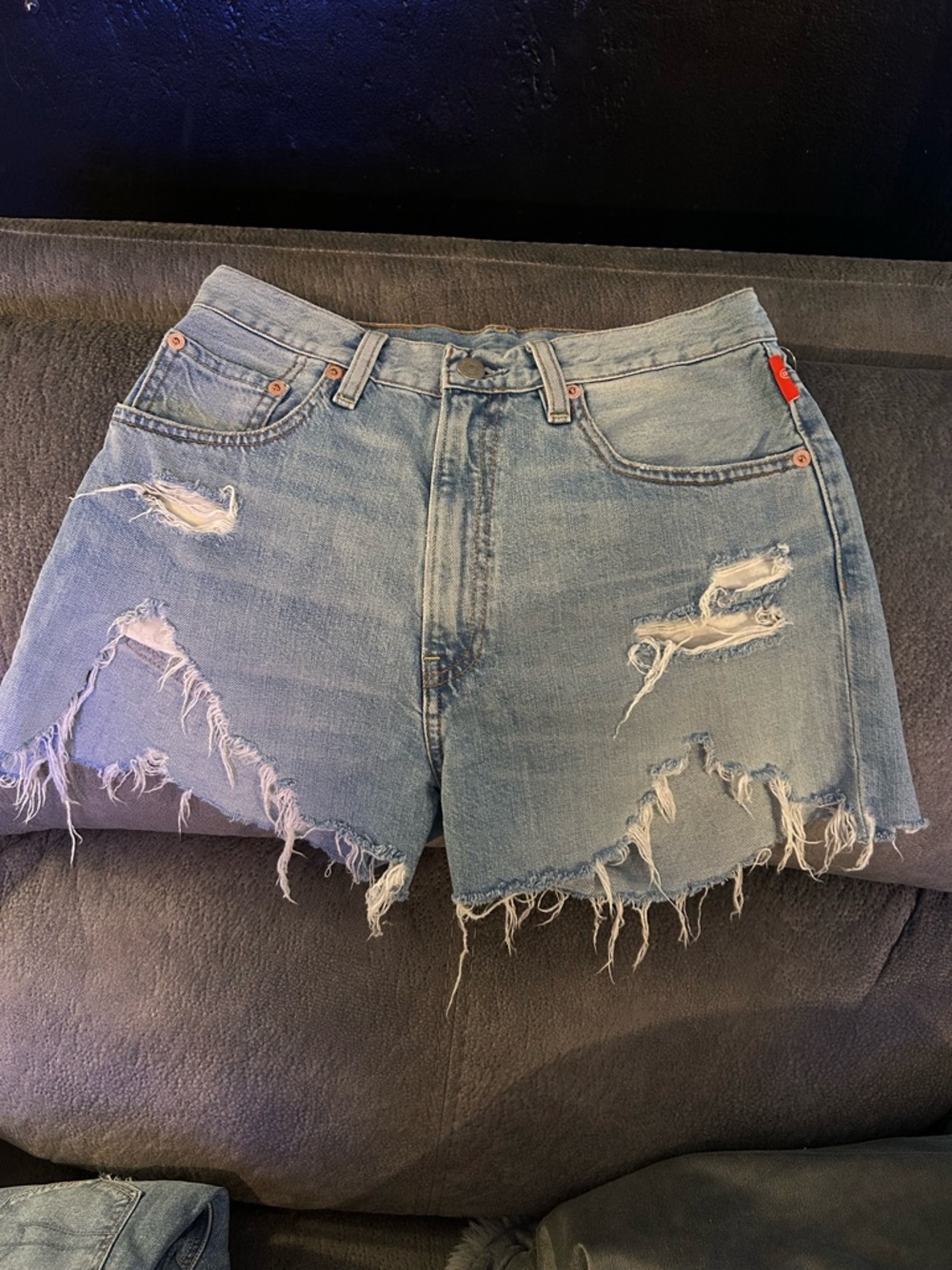 Light Blue High-Waist Distressed Denim Shorts - Casual Summer Style